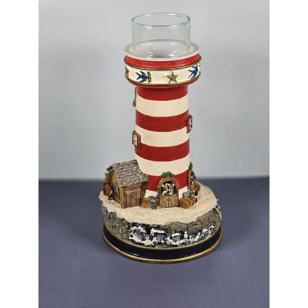 Danbury Mint Lighthouse Candle Holder Holiday Decor w COA